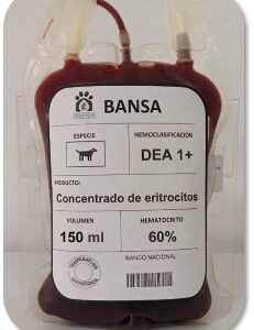 Concentrado de eritrocitos canino
